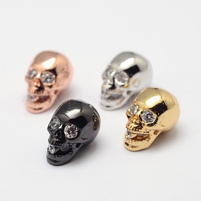 Череп латунь микро проложить кубического циркония бусы ZIRC-F018-02M-1