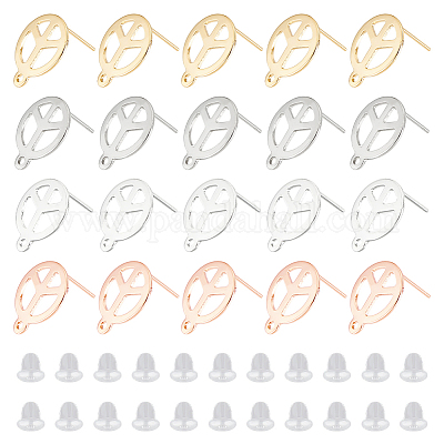 40 шт. 4 цвета 201 нержавеющая сталь фурнитура для сережек-гвоздиков STAS-DC0009-82-1