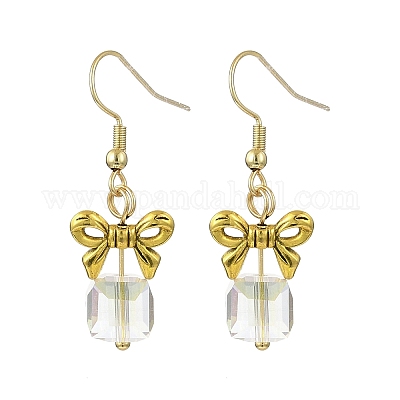 Серьги-подвески из сплава и стекла EJEW-JE06361-01-1