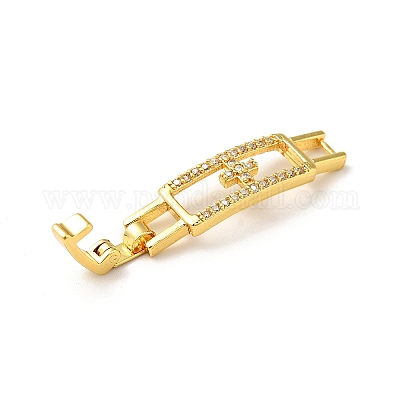 Прямоугольный с поперечным покрытием из латуни микро паве прозрачный кубический цирконий застежки ремешка для часов&nbsp;ZIRC-H125-23G-1