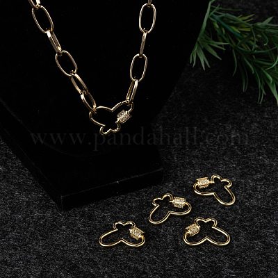 Латунь микропаве кубический цирконий винт карабин подвески с замком KK-I657-15G-1