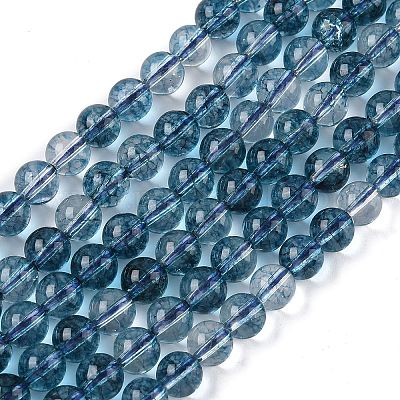 Окрашенная круглые натуральный потрескивание кварц бисер пряди G-K084-6mm-03A-1