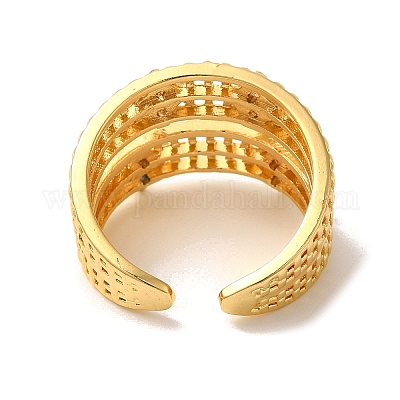 Кольца-манжеты из латуни с микро-паве и прозрачным циркониевым покрытием для женщин RJEW-G325-13B-GP-1