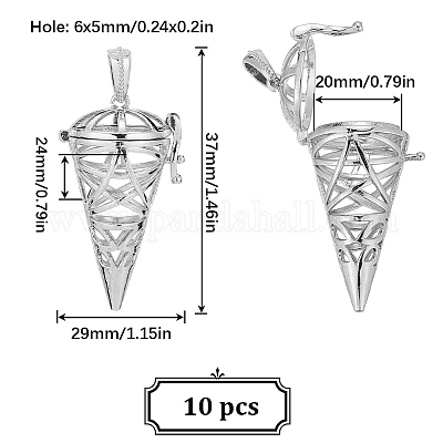 10 шт. подвески с полыми латунными конусами KK-SC0004-37-1