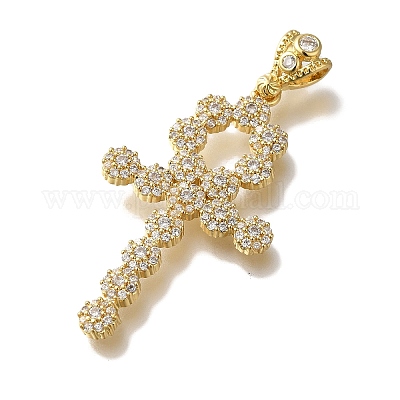 Подвеска из латуни с микропаве и поперечной стойкой KK-U019-17G-03-1