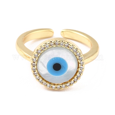 Латунные кольца из манжеты с прозрачным цирконием RJEW-K233-58G-1