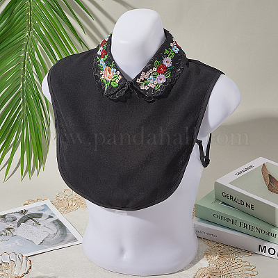 Съемный воротник из полиэстера с вышитыми цветами AJEW-WH20006-242B-1
