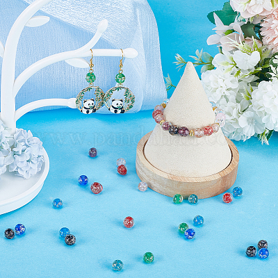 80 шт. 8-х цветные светящиеся бусины ручной работы из золотистого песка в технике лэмпворк LAMP-SC0001-27-1