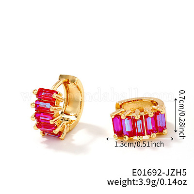 Латунные прямоугольные серьги-кольца NZ4361-25-1