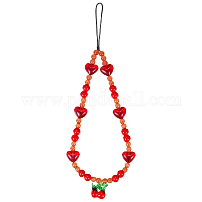 Ремешки для мобильных телефонов с кошачьим глазом и акриловыми бусинами HJEW-SW00137-02-1