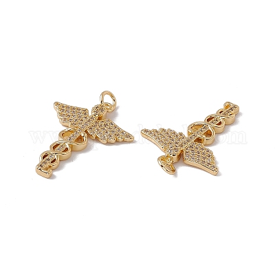 Латунные микропаве прозрачные подвески с фианитом KK-G439-35G-1