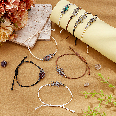 8 шт. 4 цвета 304 нержавеющая сталь макраме мешочек для изготовления браслета для держателя камня AJEW-PH0011-84-1