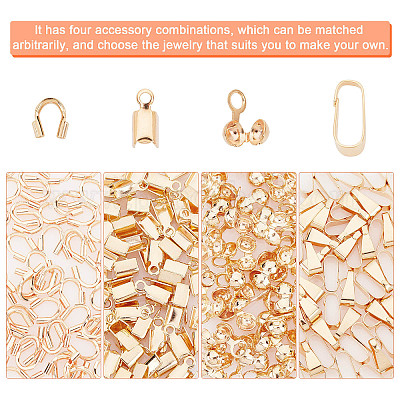 240 шт. 4-х стилевые латунные складные обжимные наконечники KK-PH0003-63-1