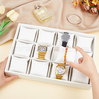 12-слотовый лоток для часов из МДФ AJEW-WH0348-718A-1