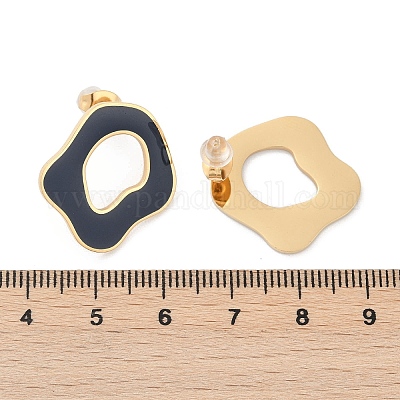 Серьги-гвоздики из нержавеющей стали 304 с эмалью EJEW-Z089-21G-1