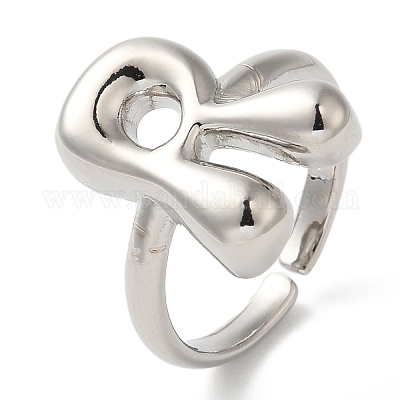 Латунное открытое кольцо-манжета для женщин с инициалами RJEW-N046-02R-P-1