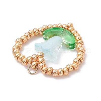 Подвески в виде сердечек и цветов из стеклянного бисера Miyuki PALLOY-MZ01079-01-1