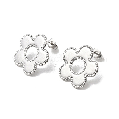 Серьги-гвоздики в форме цветка из нержавеющей стали 304 EJEW-F398-02P-1