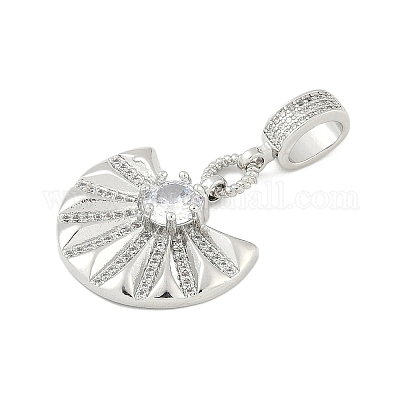 Латунные прозрачные кубические цирконии веерные европейские подвески-шармы KK-Z090-05P-1