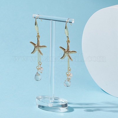 Серьги-подвески из нержавеющей стали 304 в виде морских звезд EJEW-TA00037-1