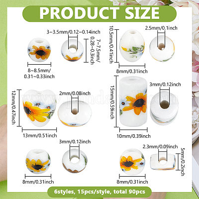 72шт 6 стиля фарфоровые бусины ручной работы PORC-PH0001-44-1