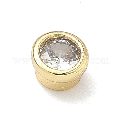 Плоские круглые латунные микропаве кабошоны из кубического циркония&nbsp;KK-P345-13G-A02-1