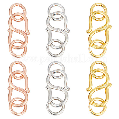 6 шт. 3 цвета 925 S-образные застежки из стерлингового серебра FIND-GO0001-44B-1