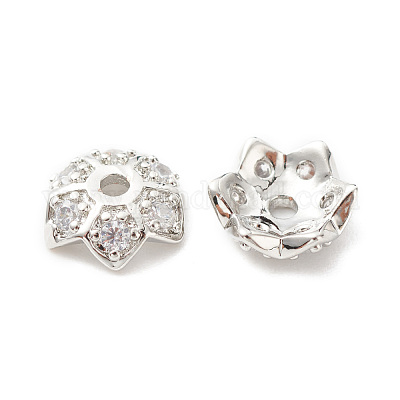 Колпачки для бусин из прозрачного кубического циркония из латуни KK-G420-32P-01-1