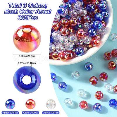 900шт 3 цвета прозрачные акриловые бусины MACR-FS0002-23-1