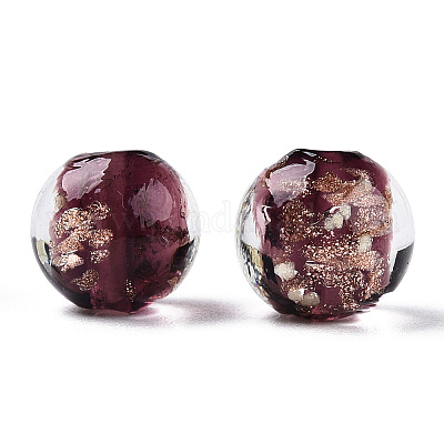 Светящиеся бусины лэмпворк из золота и песка ручной работы LAMP-N024-05A-1