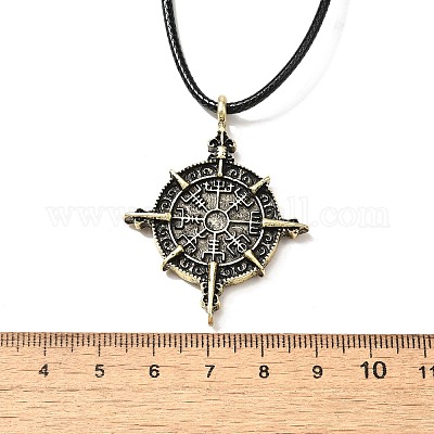 Ожерелья из сплава викингов с подвеской в виде компаса NJEW-H064-01AB-1
