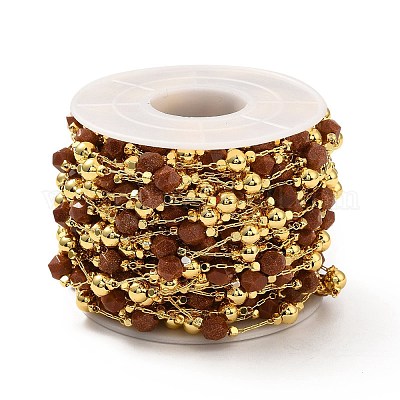 Круглые цепочки из бисера ручной работы из натуральной красной яшмы и латуни для изготовления ожерелий и браслетов CHC-A006-14G-1