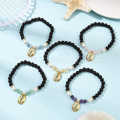 5 шт. браслеты с подвесками в форме ракушки из нержавеющей стали 304 BJEW-JB12270-1