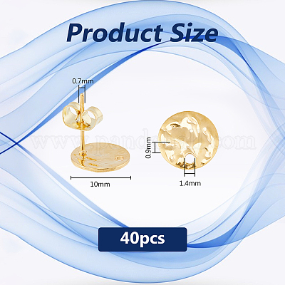 40 шт. 201 нержавеющая сталь плоская круглая фурнитура для сережек-гвоздиков STAS-DC0016-47-1