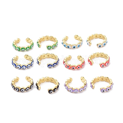 Серьги-манжеты с эмалью из латуни KK-P205-19G-1