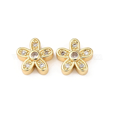 Латунные микро проложить кубического циркония бусы KK-K408-07G-1