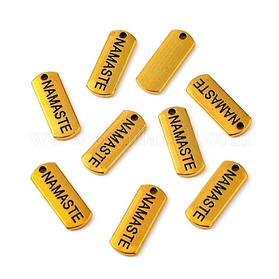 Тибетский стиль сплава прямоугольник с подвесками слов NAMASTE TIBEP-Q043-067AG-RS-1