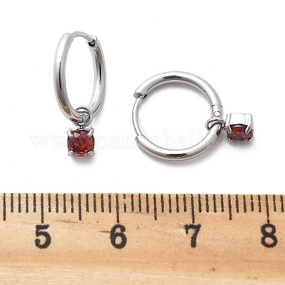 Серьги-кольца из нержавеющей стали 304 с микропаве из кубического циркония STAS-R004-02P-01-1