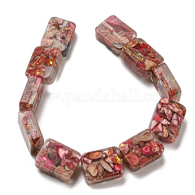 Окрашенная натуральная императорская яшма с нитями смоляных бусин G-G083-F03-01-1