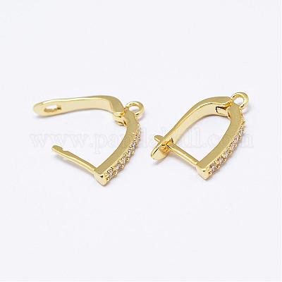 Серьги-кольца из латуни с микропаве aaa кубический цирконий ушная арфа KK-F699-04G-NR-1