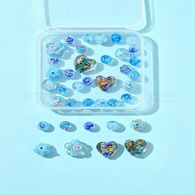 38 шт. бугристые стеклянные бусины ручной работы LAMP-FS0001-40-1