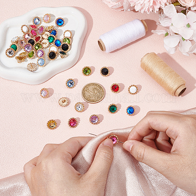 48 шт. 12-х цветные акриловые пуговицы с 1 отверстиями на ножке BUTT-GA0001-42-1