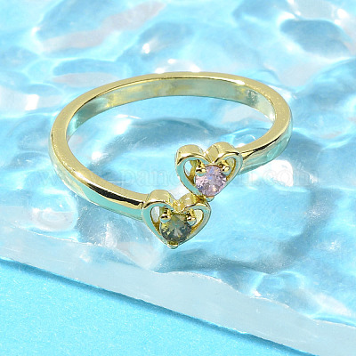 Открытые манжеты из латуни с микропаве и цирконием для женщин RJEW-R005-07G-1