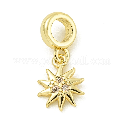 Стойка покрытие латунь паве прозрачный кубический цирконий солнце европейские подвески KK-Z067-39G-1