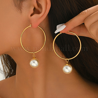 Круглые серьги-кольца из нержавеющей стали ON7765-1