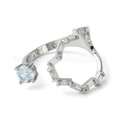 Кольцо из латуни с микропаве из кубического циркония RJEW-Z033-01P-1