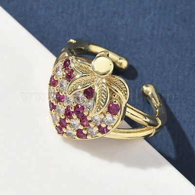 Латунные микро проложить манжеты кольца кубического циркония RJEW-H256-14G-01-1