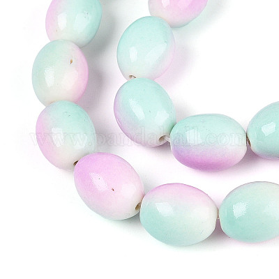 С напылением окрашенные синтетические бирюзовые бусинки TURQ-T004-15D-1