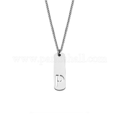 Прямоугольные ожерелья из нержавеющей стали 304 с вырезанными лазером инициалами FS-WG71FEF-20-1