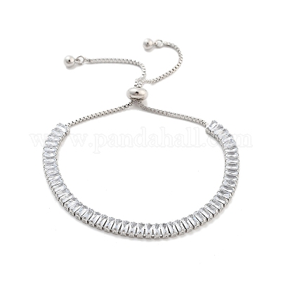 Браслеты-слайдеры с прямоугольной цепочкой из латуни и прозрачным кубическим цирконием BJEW-YWC0002-05B-P-1